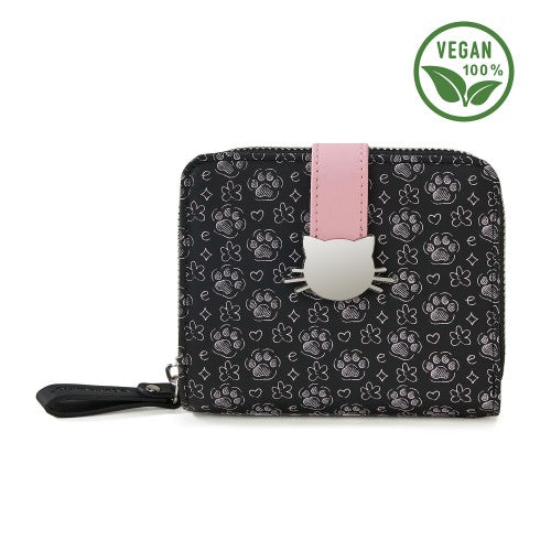 Elegant Black Wallet with Cat Head Clasp