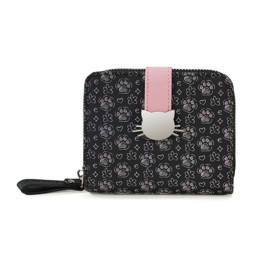 Elegant Black Wallet with Cat Head Clasp