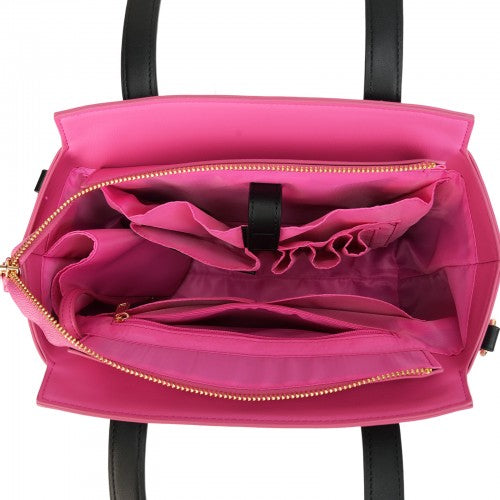 Quirky Fuchsia Black Cat Handbag with Tail Handle