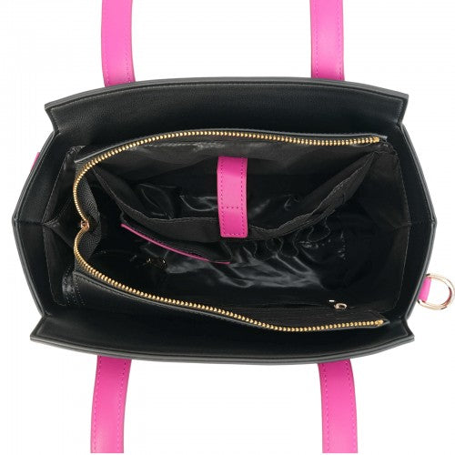 Quirky Black Handbag with Raspberry Pink Cat & Tail Handle