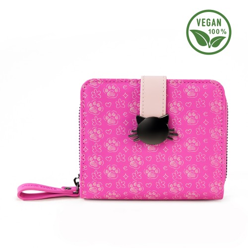 Elegant Fuchsia Wallet with Cat Head Clasp