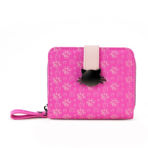 Elegant Fuchsia Wallet with Cat Head Clasp