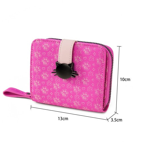 Elegant Fuchsia Wallet with Cat Head Clasp