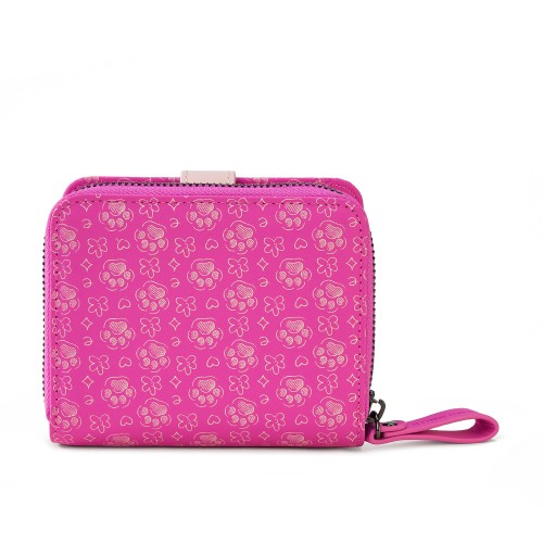 Elegant Fuchsia Wallet with Cat Head Clasp
