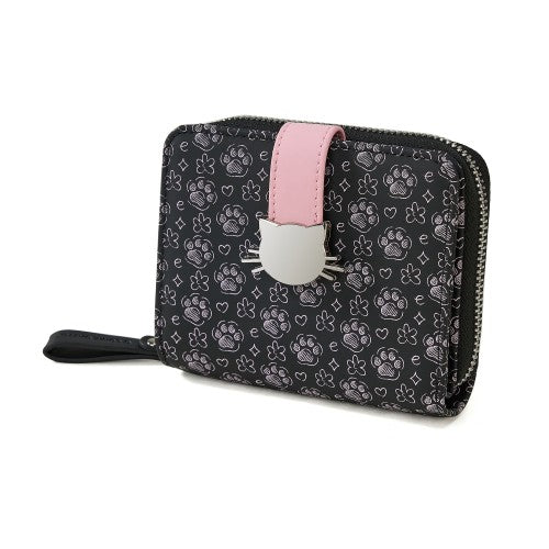 Elegant Black Wallet with Cat Head Clasp