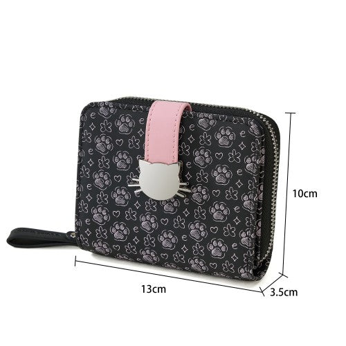 Elegant Black Wallet with Cat Head Clasp