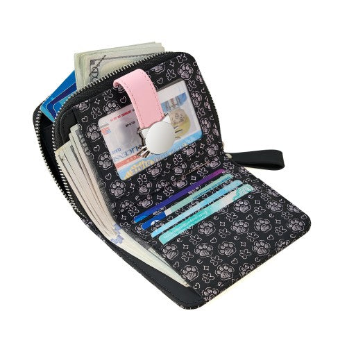 Elegant Black Wallet with Cat Head Clasp