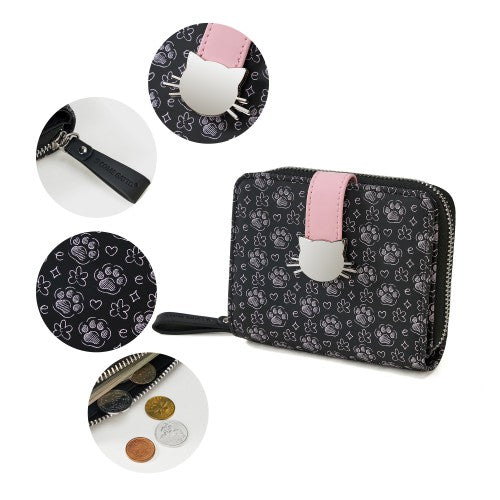 Elegant Black Wallet with Cat Head Clasp