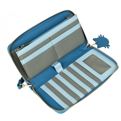 Chic Teal Wallet with Blue Cat Design